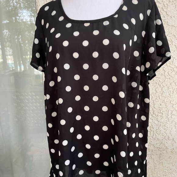 torrid Tops - Torrid Black and White Polka Dot Blouse
